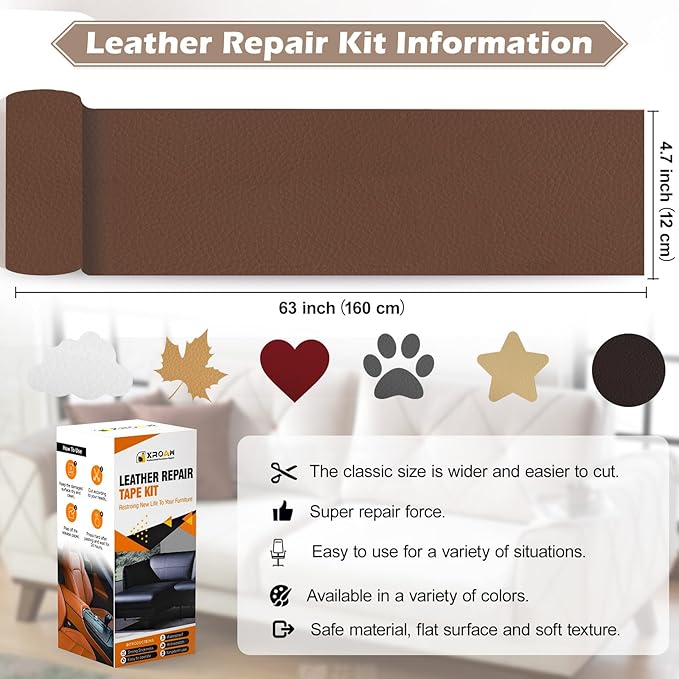 Leather Repair Tape, 4.7x63 inch Leather Patches - Image 3