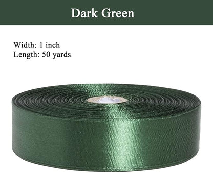 1 Inch Dark Green Solid Satin Ribbon, 50 Yards Craft Fabric Ribbon - Image 2
