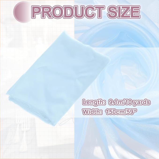 MECCANIXITY Iridescent Sheer Organza Fabric, 10 Yards x 59 Inches Solid - Image 2