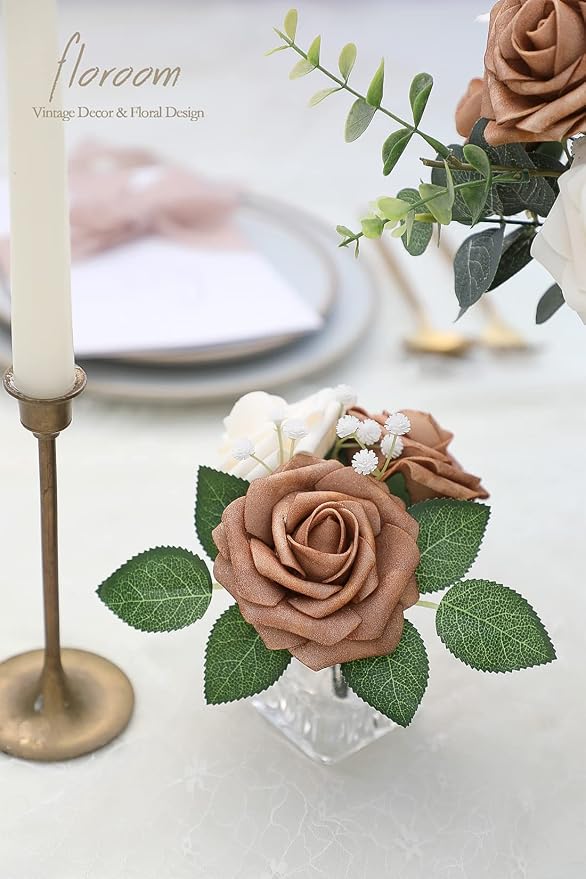 Floroom Artificial Flowers 25pcs Real Looking Gold Sparrow & Cream Foam Fake - Image 3