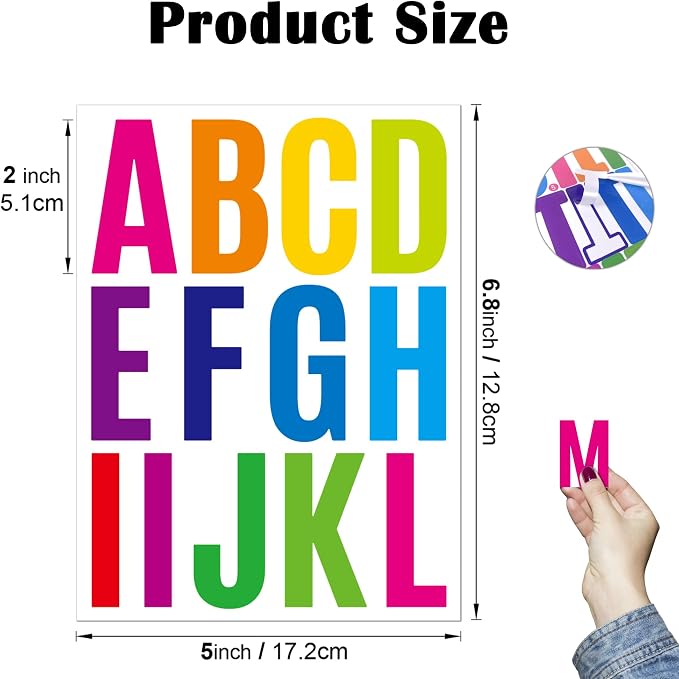 318Pcs 2inch Vinyl Letter & Numbers Stickers, Large Stick on Alphabet - Image 3
