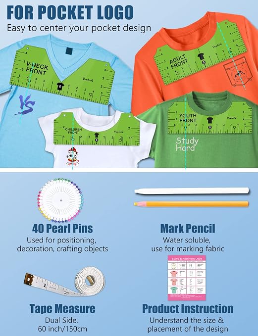 Vowlove Tshirt Ruler Guide for Vinyl Alignment: T Shirt Ruler to Center Design - Image 4
