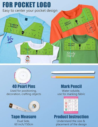 Vowlove Tshirt Ruler Guide for Vinyl Alignment: T Shirt Ruler to Center Design - Image 4