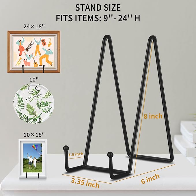 Decolore 8 Inch 5 Pack Black Metal Display Stands Plate Stand Plate Holder - Image 2