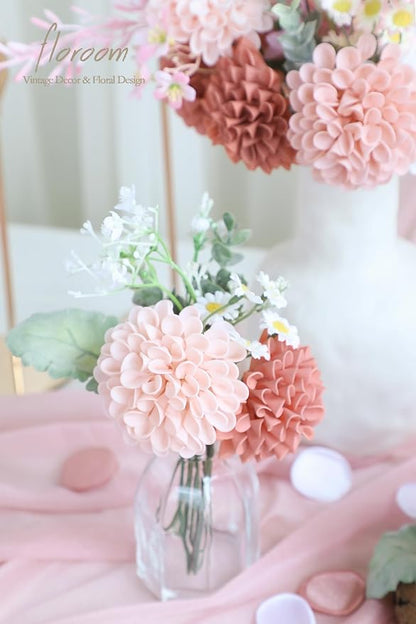 Floroom Artificial Dahlia Flowers 25pcs Real Looking Dusty Rose Shades Foam - Image 4