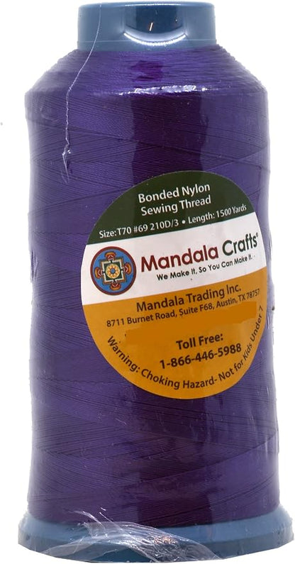 Mandala Crafts Bonded Nylon Thread True Purple Heavy Duty Sewing Threads - Image 2