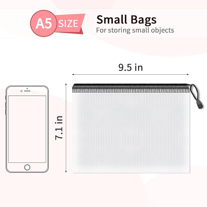 Umriox Small Zipper Pouch, 9.5x7.1 in, Mesh Bags - Image 2