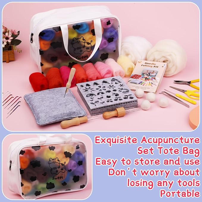 Mayboos Needle Felting Kit, 42 Colors Wool Roving Set, Needle Felting Kit - Image 3
