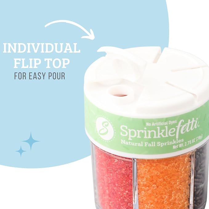 Sweets Indeed Natural Fall Sprinkles 6-Cell Jar – 2.75 oz | Dye-Free Chocolate - Image 4