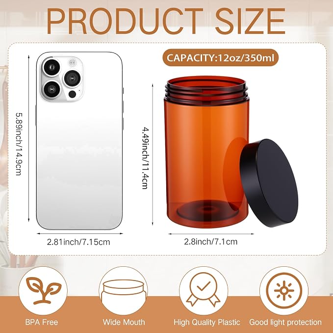 SATINIOR 12 Pack 12 oz Plastic Container Jars - Image 2