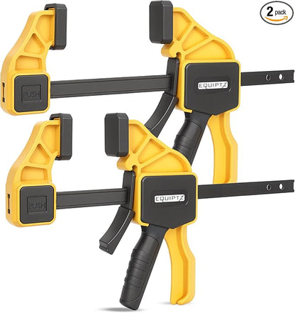 12 inch Bar Clamps for Woodworking – 2 Pack Quick Grip Clamps Set by EQUIPTZ