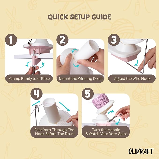 Olikraft Manual Yarn Winder | Yarn Ball Winder, Baller Crochet Spinner - Image 6