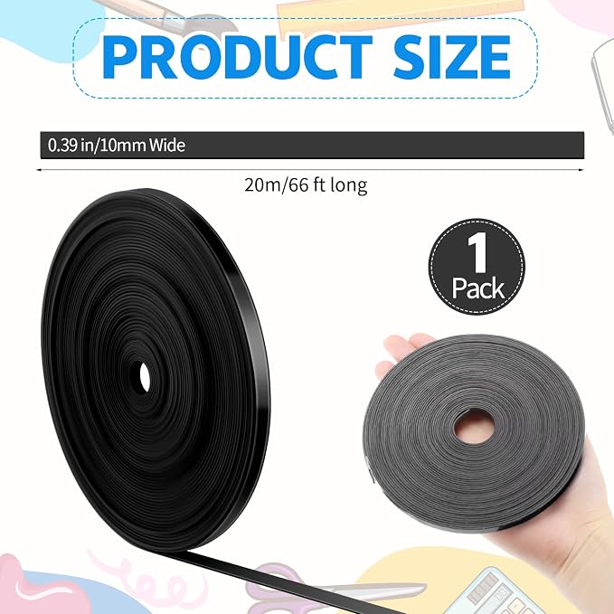 Magnetic Tape Roll Thin Strips, 0.39 Inch x 66 Feet Magnetic Board Dividers - Image 2