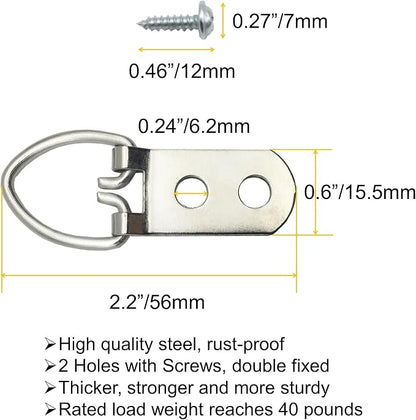 20 Pack D-Ring Steel Picture Hangers Heavy Duty - Image 4