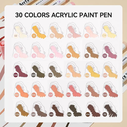 Arrtx 30 Colors Skin Color Acrylic Paint Pens, Skin Tone Paint Markers Paint - Image 4