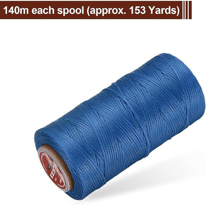 uxcell Flat Leather Sewing Waxed Thread, 140m / 153 Yards Polyester Wax String - Image 3