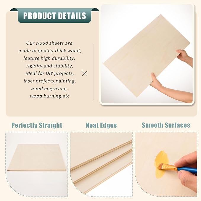 6 Pack 12 x 24 x 1/4 Inch-6mm Thick Basswood Sheets - Image 3