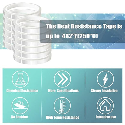 12 Rolls 10mm x33m Clear Heat Tape, Transparent High Temperature Heat Resistant - Image 6
