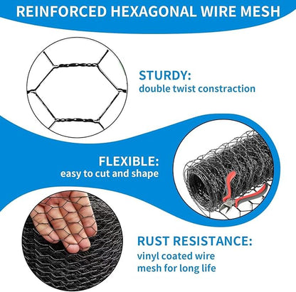 24'' x 50' Black Chicken Wire Fencing, 1 inch Chicken Wire and 20 Gauge Poultry - Image 3