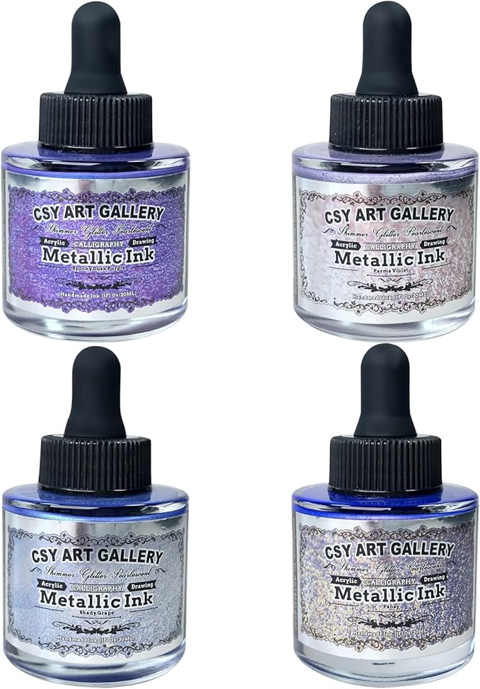 CSY art gallery Pearlescent Liquid Acrylic Ink Set Bottle -Shimmering Purple by CSY+art+gallery