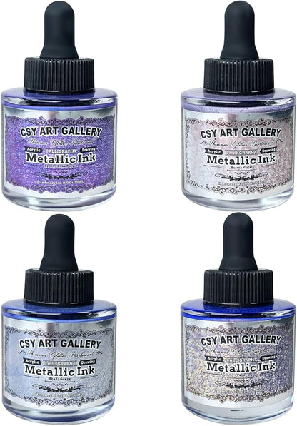 CSY art gallery Pearlescent Liquid Acrylic Ink Set Bottle -Shimmering Purple by CSY+art+gallery
