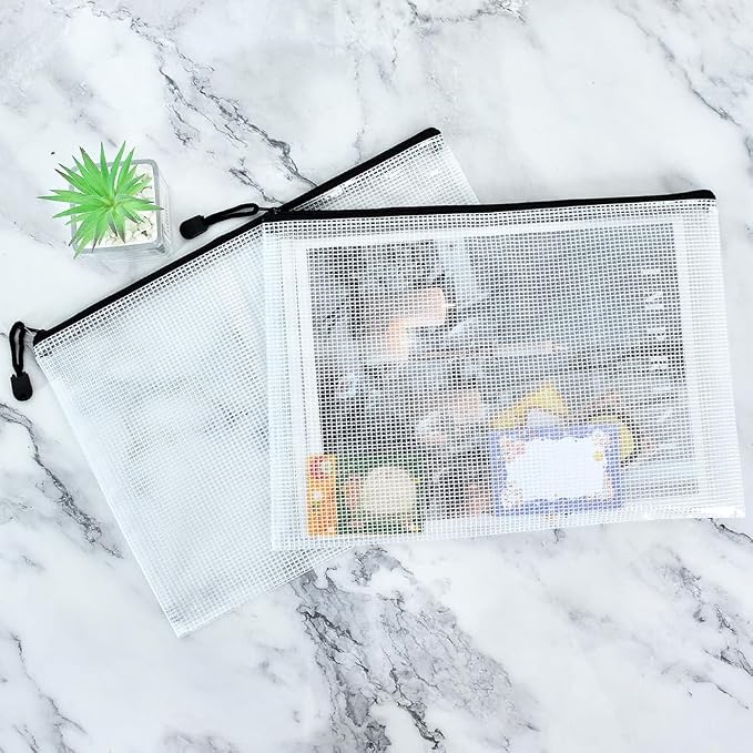 Vuzvuv A5-22 PCS 9.49"x 7.09"Mesh Zipper Pouch Set，Resistant Document File - Image 4