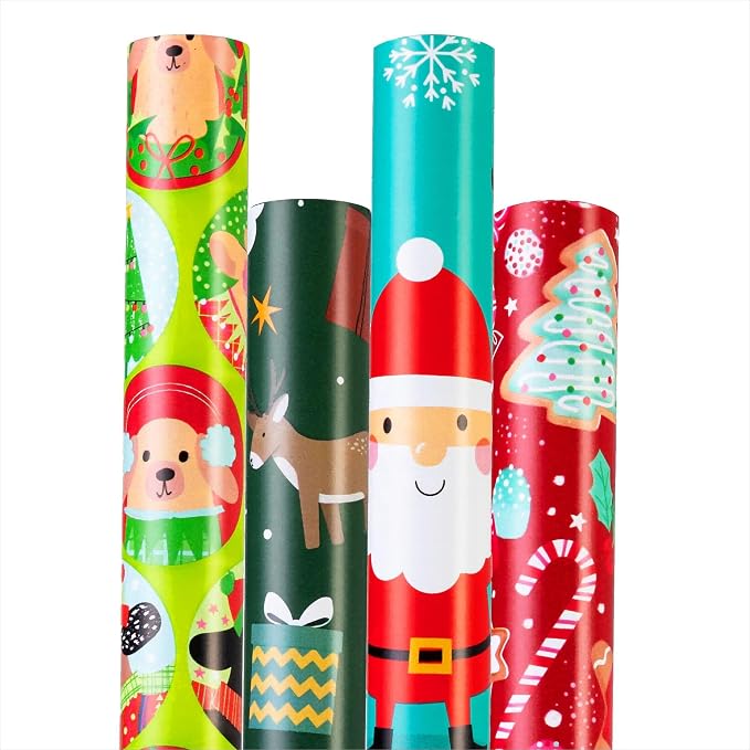 Cherubfunz Christmas Wrapping Paper Santa Claus Carrying Gifts, Candy Cane by Unknown