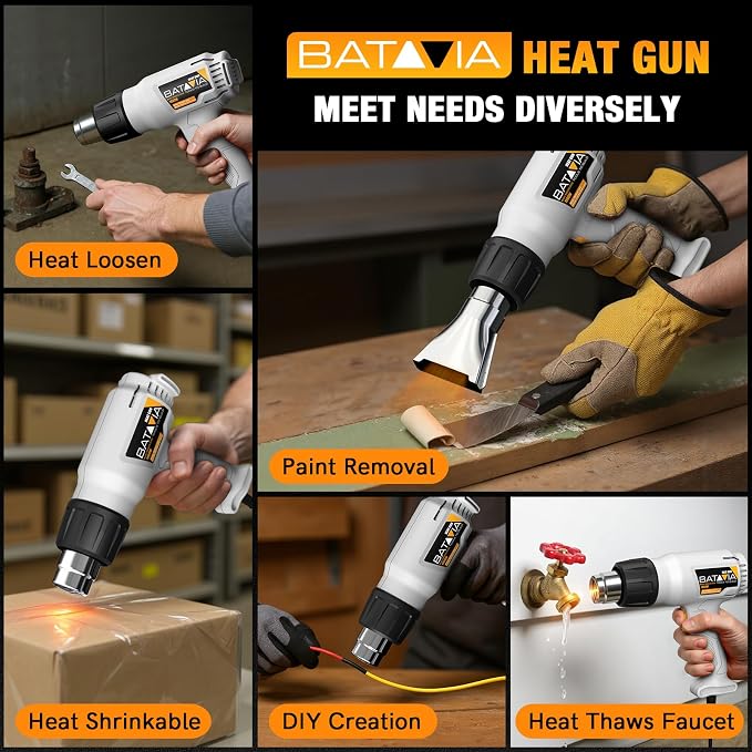 Heat Gun - BATAVIA Dual Protection Fuses 1800W Heavy Duty Fast Heat Hot Air Gun - Image 6