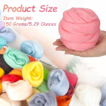 PATIKIL Wool Roving Yarn, 150G/5.3OZ Soft Felting Wool Pure Chunky Roving Yarn - Image 2