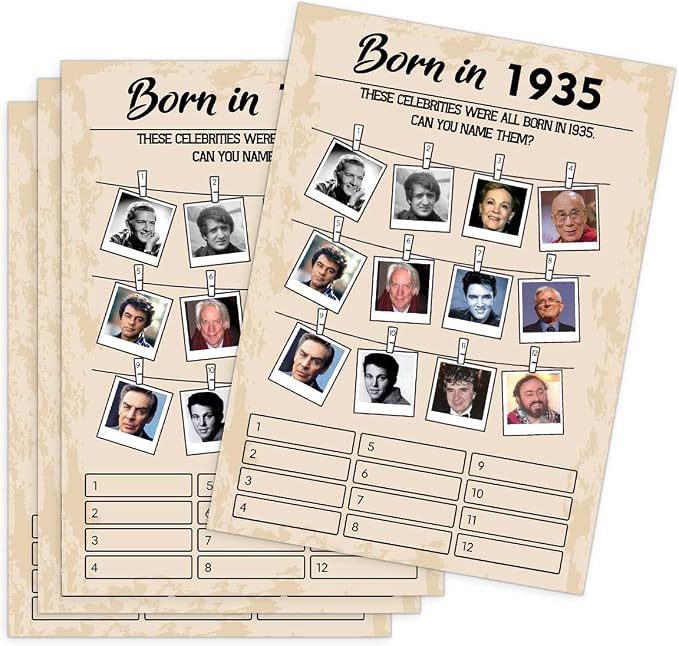 QUPT 1930s-themed Birthday Party Game Cards, 5x7 Inches, No Batteries Required by QUPT