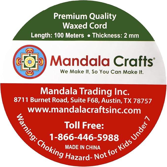 Mandala Crafts 2mm 109 Yards Aqua Cotton Waxed Cord - Image 3