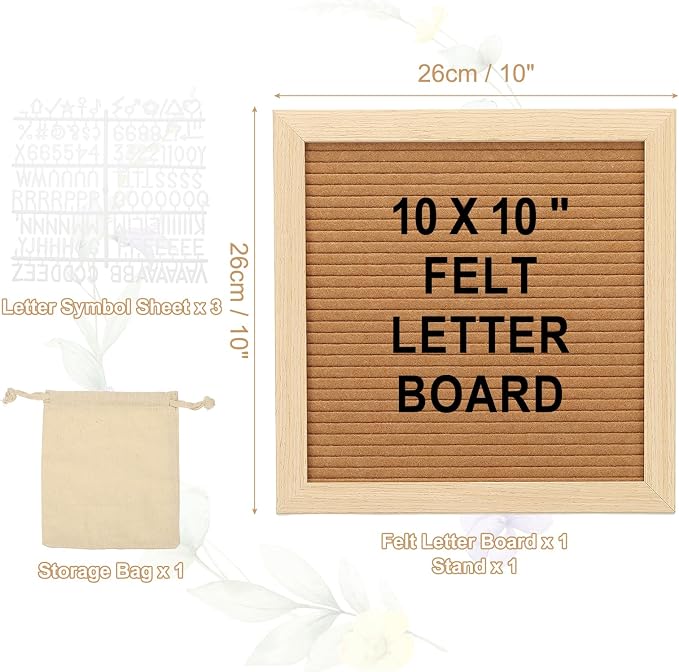 PATIKIL Felt Letter Board, 10x10Inches Brown Wooden Changeable Message Board - Image 2