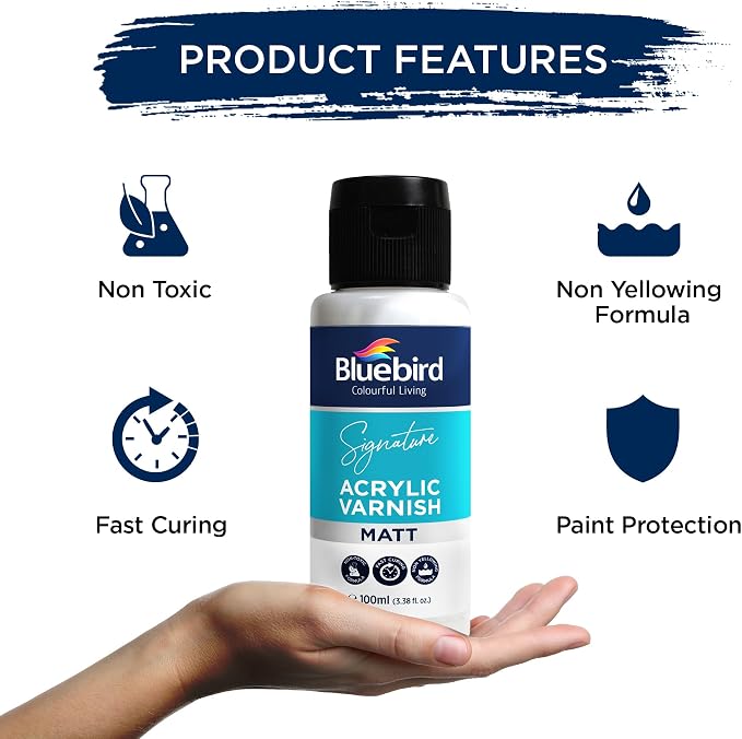 BLUEBIRD Signature Varnish for Acrylic Painting, 3.4 Fl Oz, Non-Yellowing - Image 3