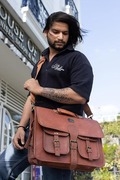 cuero Leather Messenger Bag for Men, 18 Inch Laptop Crossbody, Handmade Leather - Image 6