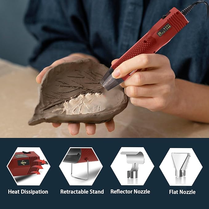 Mini Heat Gun 350W, 2-Temp Settings 392°F & 662°F, Fast Heat Hot Air Gun Tool - Image 4
