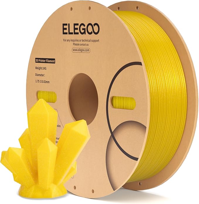 ELEGOO PLA Filament 1.75mm Sparkle Gold Yellow 1KG, Glitter Twinkling 3D by ELEGOO