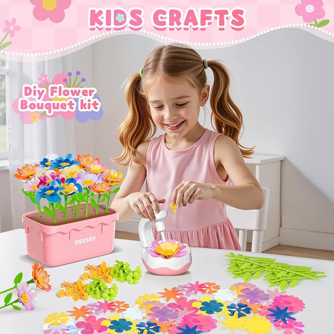 Deesry Fabric Flower Bouquets Toys, DIY Flower Craft Kits Year, Flowers Market - Image 2
