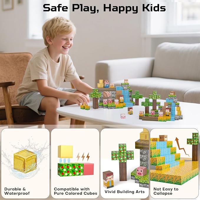Magnetic Blocks, Magnet Cubes for Kids, STEM Sensory Toys for Toddlers Boys - Image 4