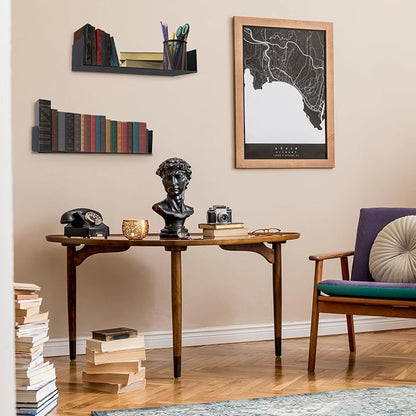 U Shape Floating Shelves Wall Mount Metal Bookshelf CD DVD Storage Display - Image 2