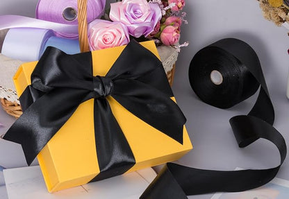 2 Inch Black Solid Satin Ribbon, 50 Yards Craft Fabric Ribbon - Image 5