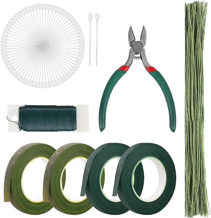 DSUWAZU Floral Tape and Wire Arrangement Tools Kit, Boutonniere Pin by DSUWAZU