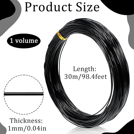 98 Feet Black Craft Wire Bendable, 1mm 18 Gauge Wire - Image 2