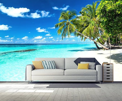 Palm Tree Wall Mural Tropic Paradise Beach Seascape Murals Wallpaper - Image 3