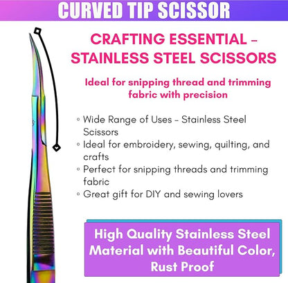 Cross Edge Curved Spring Scissors 5 Inch Stainless Steel Precision Eyebrow & - Image 5