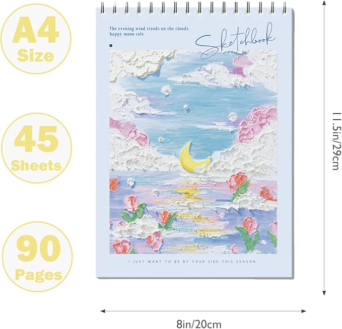 Cute Sketchbook with Blue Cover 8 x 11.5 - Image 2