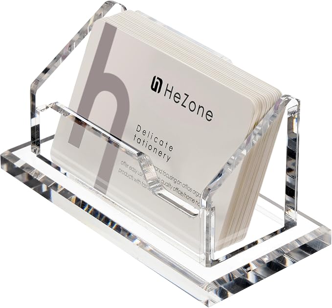 Acrylic Card Holder Clear Horizontal Business Card Organizer Stand by HeZone