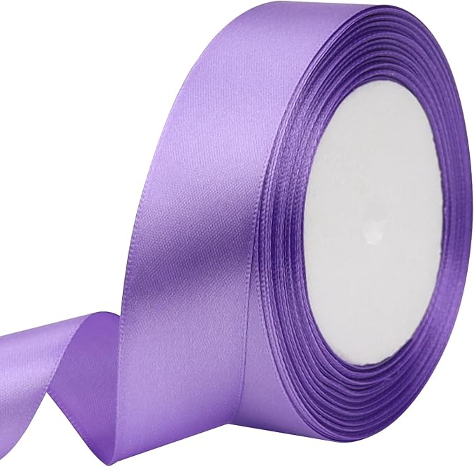 Light purple Solid Satin Ribbon 1 Inch 25 Yards Solid Polyester Fabric Ribbon by Riunbb