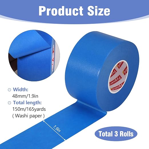 Blue Painters Tape 1.89In x 55Yd Painters Tape 3 Rolls Painters Blue Tape - Image 2