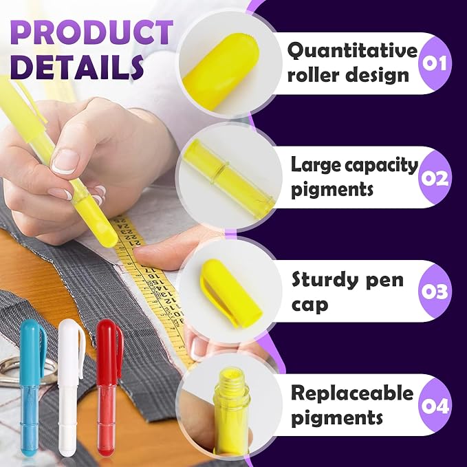3PCS Sewing Chalk for Fabric, Wipeable and Washable Fabric Chalk for Sewing - Image 4