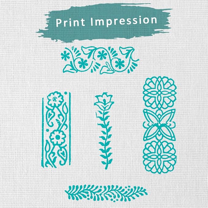 Wooden Stamps for Block Printing | Set of 5 | Border Shaped Wooden Finger Stamps - Image 3
